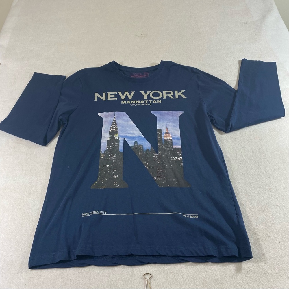 XSIDE New York Manhattan Shirt Long Sleeve NWOT Blue Unisex Casual T-shi…